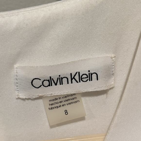 Calvin Klein Womens Sz 8 Sleeveless Color Block Black White Sheath Formal Dress - Picture 5 of 7